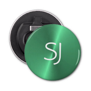 Metal monogram green shiny bottle opener