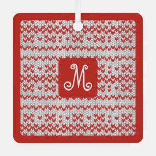 Métal Ornement carré métallique en tricot nordique rouge
