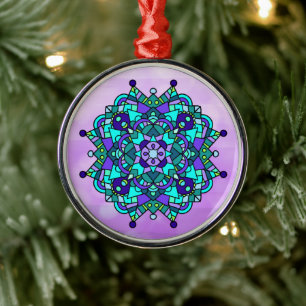 Métal Ornement en céramique de Noël Mandala bleu et viol