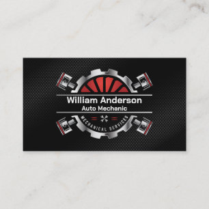 Metal Pistons Auto Services Carbon Fibre Business Card