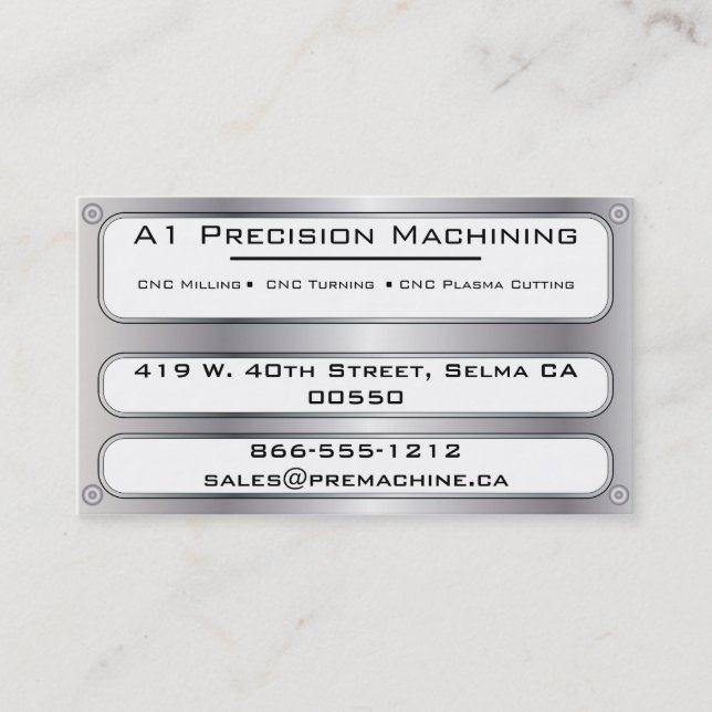 Metal Plate and Rivets - Silver Loyalty Card (Front)