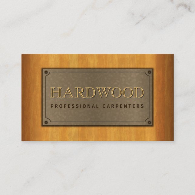 Metal Plate and Wood Carpenter Business Cards (Front)