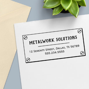 Metal Plate with Screws Business Address Self-inking Stamp