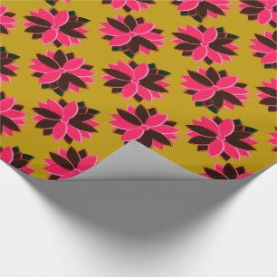 Metal Poinsettia Flowers 16, Pink-Red-GIFT WRAP Wrapping Paper
