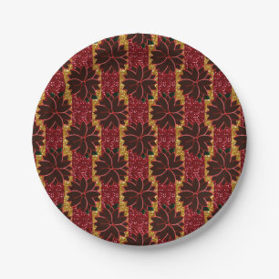 Metal Poinsettia Flowers-19-RED-GOLD-PAPER PLATE
