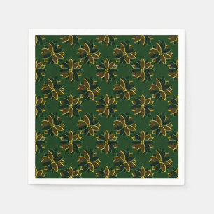 Metal Poinsettia Flowers-1-Green-Gold-NAPKINS Napkin