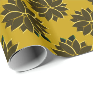 Metal Poinsettia Flowers 5, Gold-GIFT WRAP Wrapping Paper
