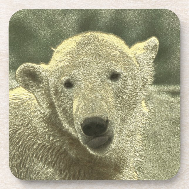 metal polar bear coaster (Front)
