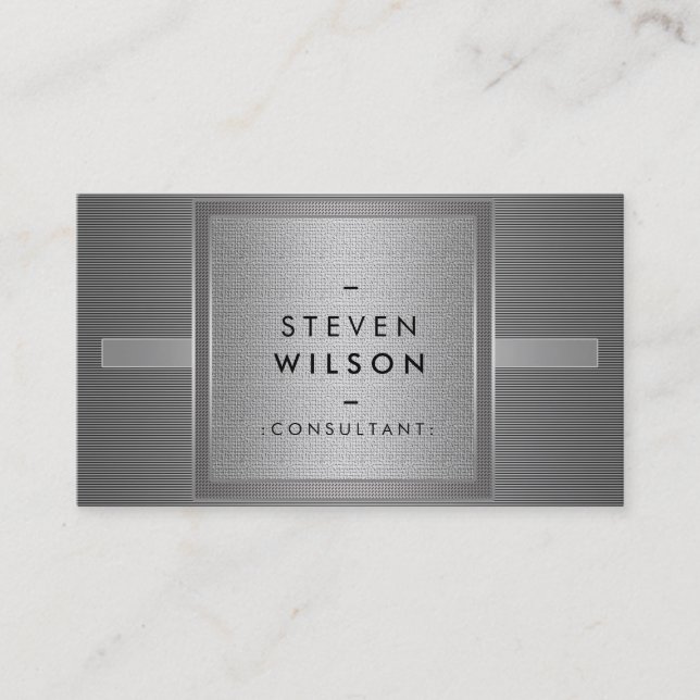 Metal Professional Modern Elegant Black Business Card (Front)
