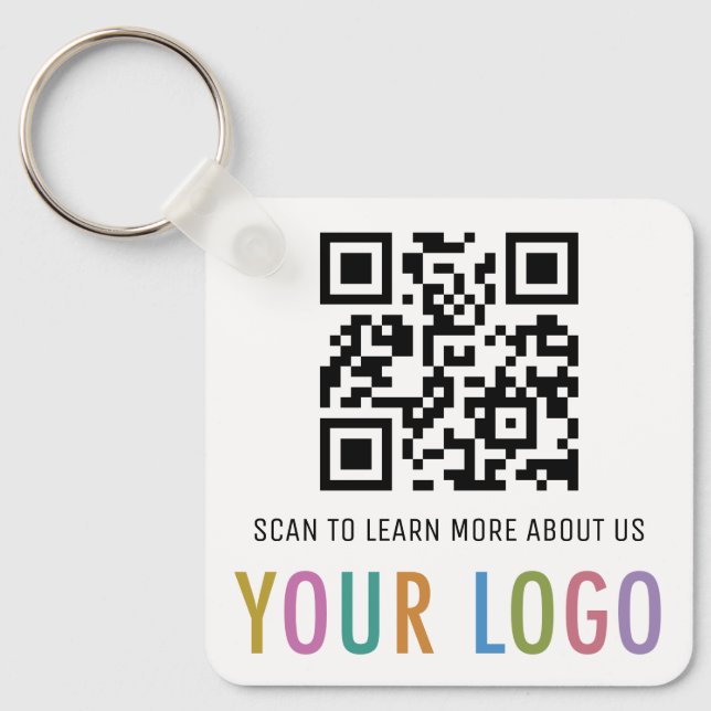 Metal QR Code Keychain Custom Business Logo Square (Front)