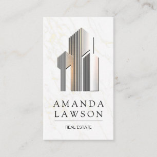 Metal Real Estate Buildings Logo Appointment Card