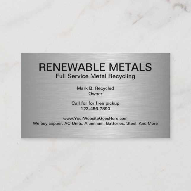 Metal Recycling Business Cards (Front)