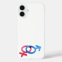 Metal red female and blue male gender symbols