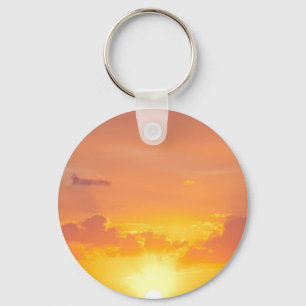 Metal ring keychain sunset and cloud