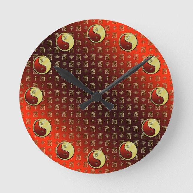 Metal Rooster Round Clock (Front)