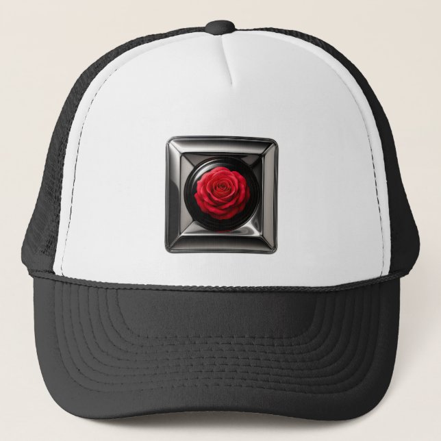 Metal Rose Art Trucker Hat (Front)