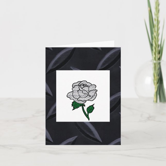 Metal rose blank note card (Front)