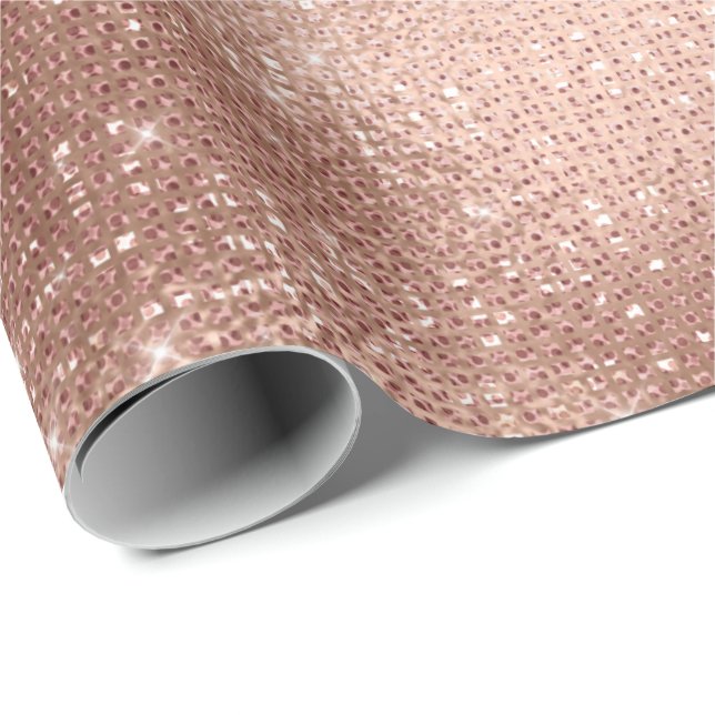 Metal Rose Blush Skinny Spark Delicate Bridal 16th Wrapping Paper (Roll Corner)