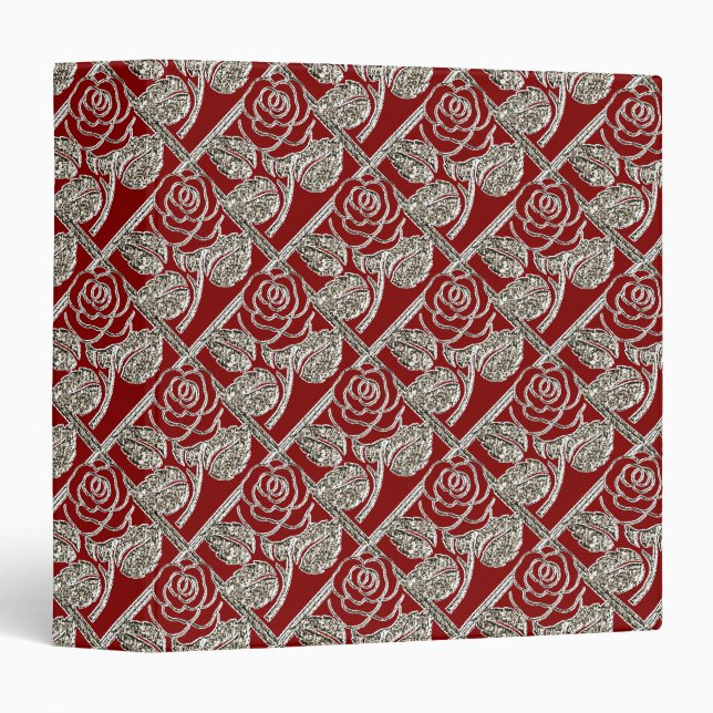 Metal Roses 03 Red Silver-Notebook Binder (Front/Spine)