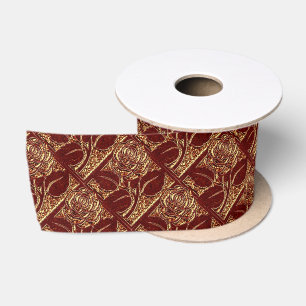 Metal Roses 04-Brick-Red-Gold-SATIN RIBBON SPOOL Satin Ribbon