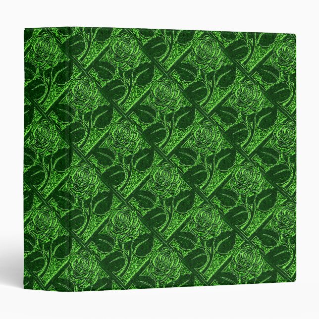 Metal Roses 11 Green-Avery Notebook Binder (Front/Spine)