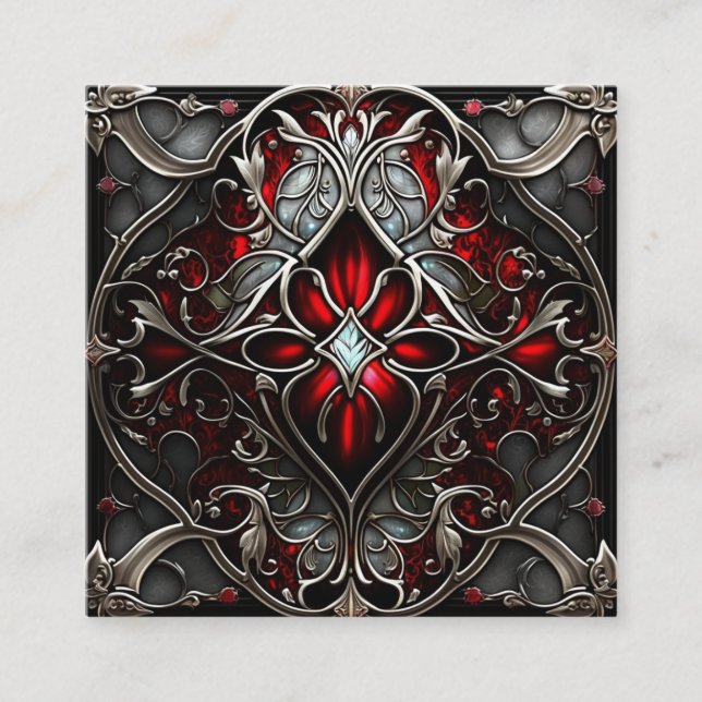 Metal Ruby Art Square Business Card (Front)