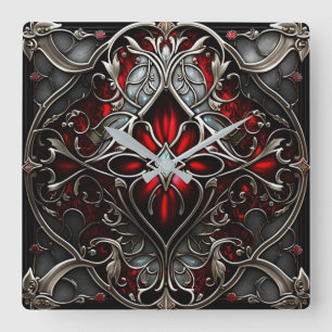 Metal Ruby Art Square Wall Clock