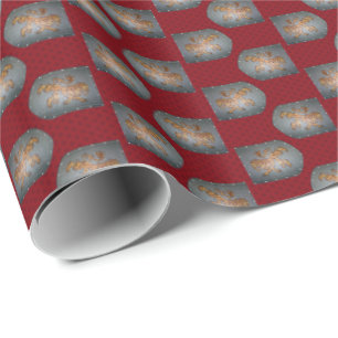 Metal Shield Lion Red Wrapping Paper