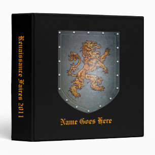 Metal Shield Medieval Lion on Black Binder