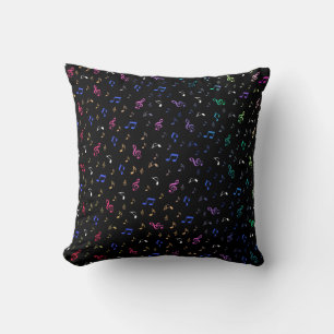 metal, shiny, pattern, music, notes, elegant, hand throw pillow