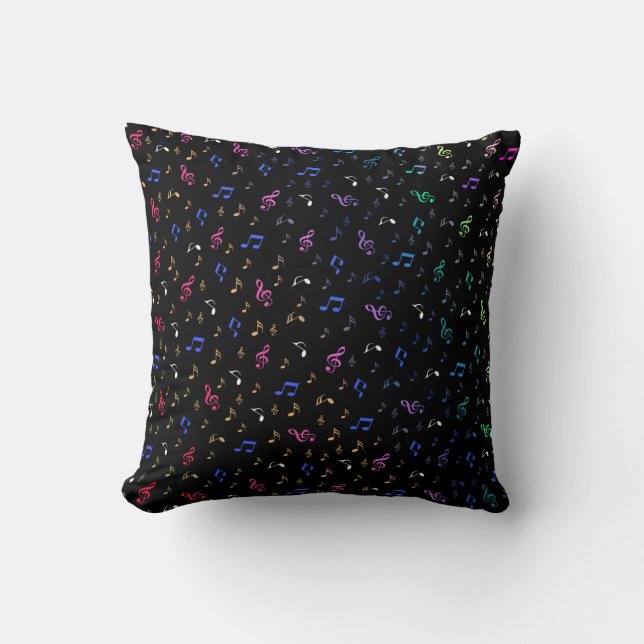 metal, shiny, pattern, music, notes, elegant, hand throw pillow (Front)