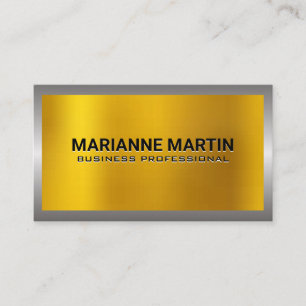 Metal Silver Border Gold Shine Background Business Card