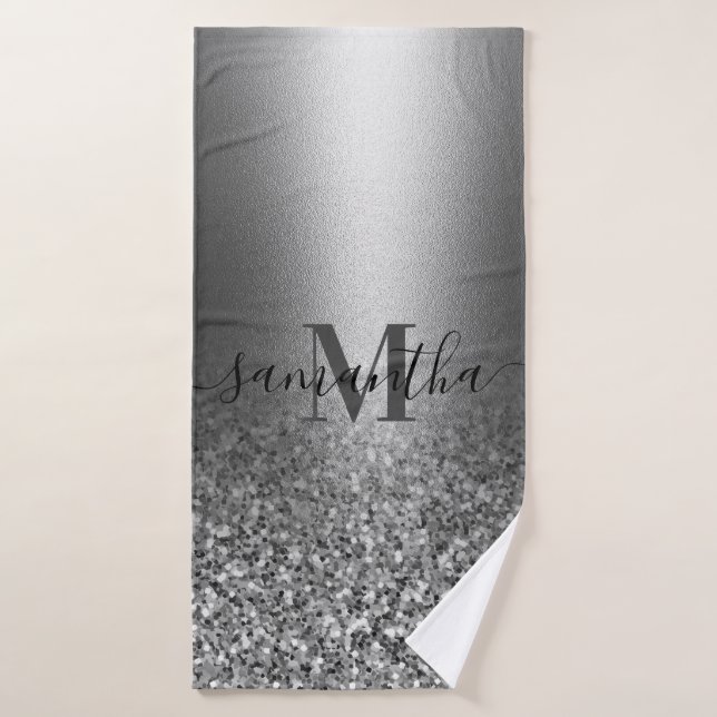 Metal Silver Glitter Bath Towel (Bath Towel)