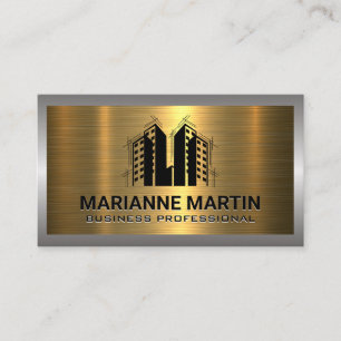 Metal Silver Gold Brushed   Real Estate Properties Business Card