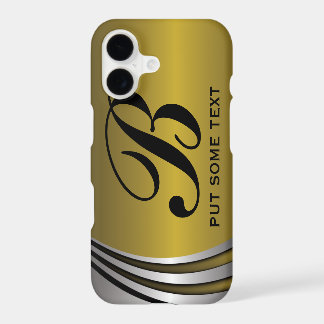 Metal silver grey and gold monogram custom