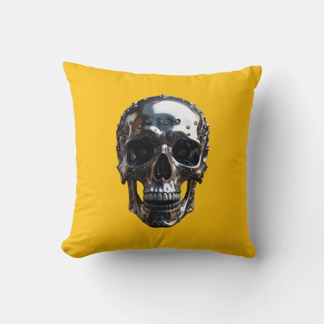  Metal Skull  Throw Pillow (Front)