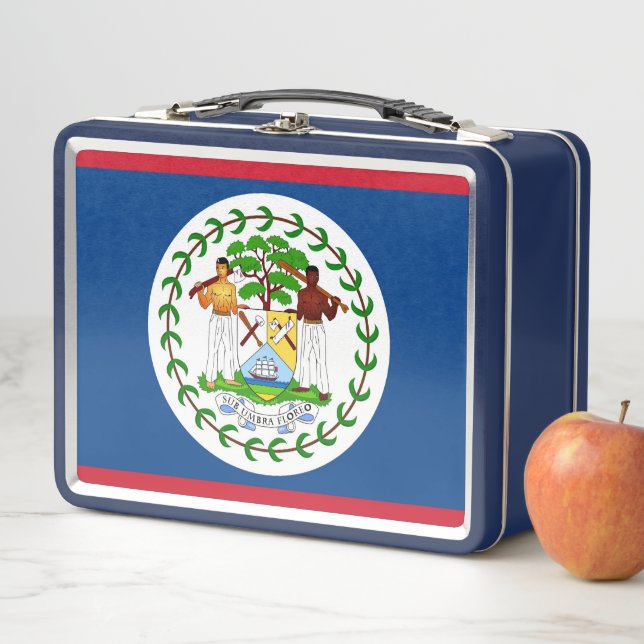 Metal Stainless Lunchbox with Belize flag (In Situ)
