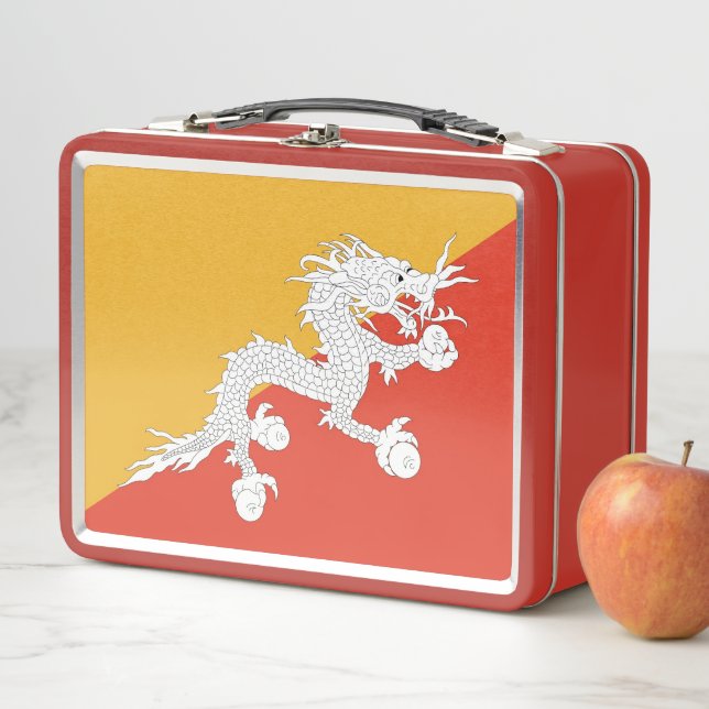 Metal Stainless Lunchbox with Bhutan flag (In Situ)