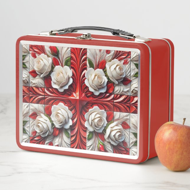 Metal Stainless Lunchbox with English Roses Design (In Situ)
