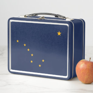 Metal Stainless Lunchbox with flag of Alaska, USA