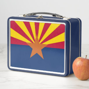 Metal Stainless Lunchbox with flag of Arizona