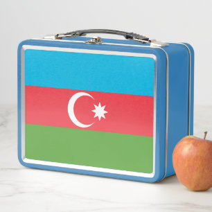 Metal Stainless Lunchbox with flag of Azerbaijan