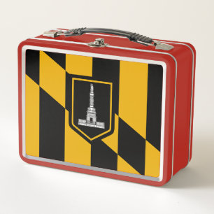 Metal Stainless Lunchbox with flag of Baltimore