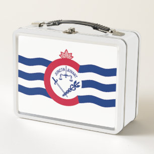 Metal Stainless Lunchbox with flag of Cincinnati