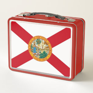 Metal Stainless Lunchbox with flag of Florida