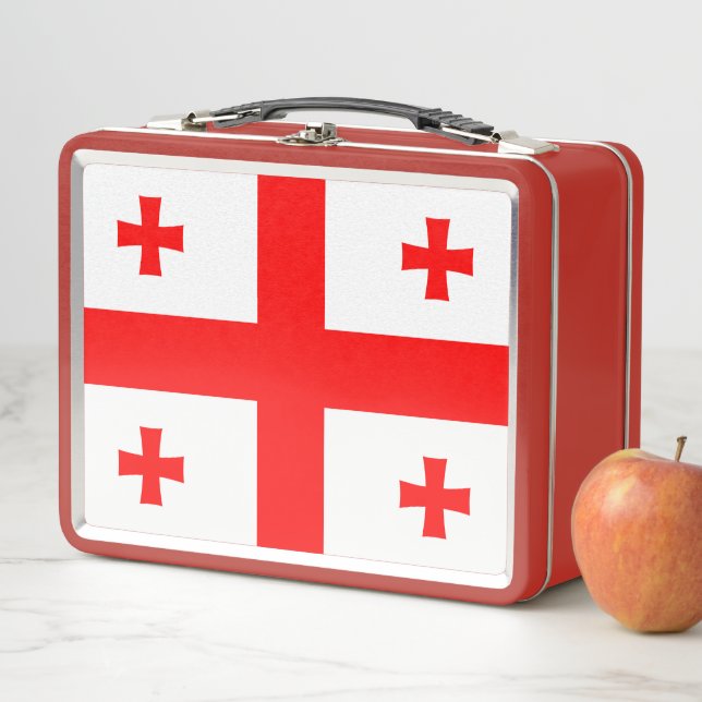 Metal Stainless Lunchbox with flag of Georgia (In Situ)