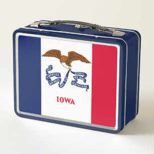 Metal Stainless Lunchbox with flag of Iowa