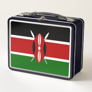 Metal Stainless Lunchbox with flag of Kenya