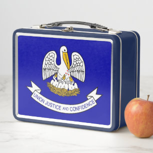 Metal Stainless Lunchbox with flag of Louisiana