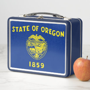 Metal Stainless Lunchbox with flag of Oregon